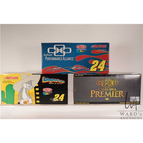Three limited edition Action 1: 24 scale Jeff Gordon die cast collectible cars including Looney Tune
