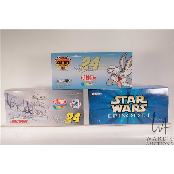 Three limited edition Action 1: 24 scale Jeff Gordon die cast collectible cars including Monte Carlo