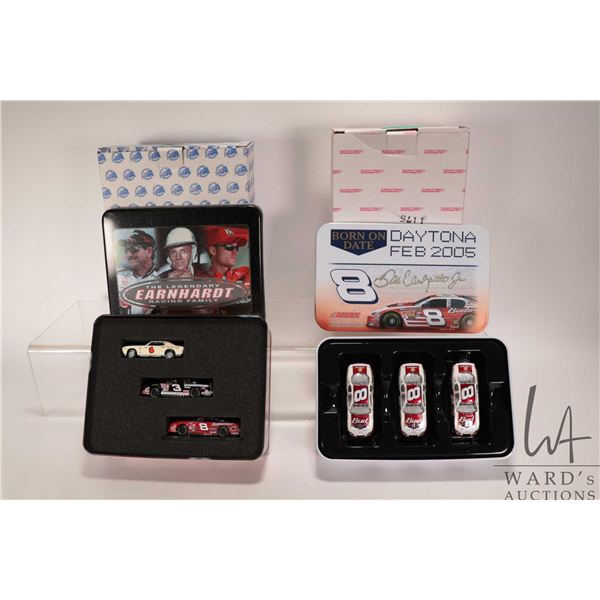 Two 1: 64th scale three car sets including The Legendary Earnhardt Racing Family and Born on Date Da