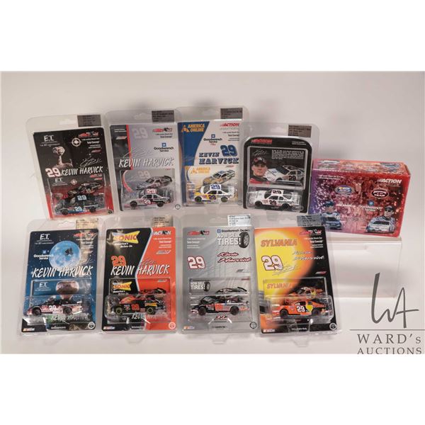 Nine 1: 64th scale Kevin Harvick collectible die cast cars including Goodwrench, Sylvania, Sonic, an