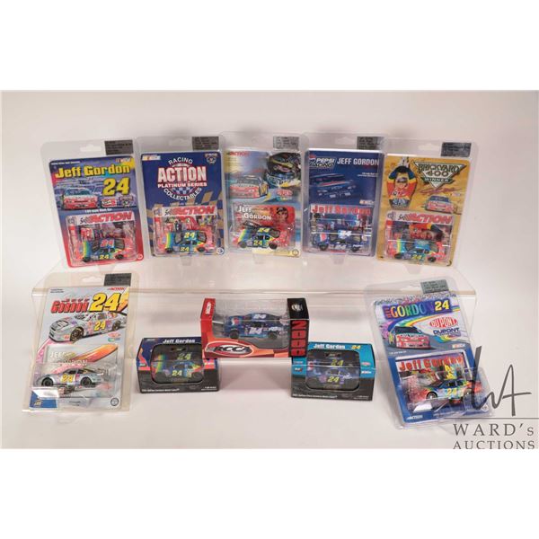 Ten 1: 64 scale die cast collectible Jeff Gordon race cars 1998-2001
