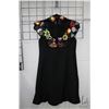 Image 3 : Vintage Valentino beaded floral cocktail dress with leather embellished flowers, slightly ruffled he