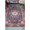 Image 1 : 100% Iranian hand made wool carpet Tabriz with center medallion, blue background and highlights of r