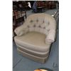 Image 1 : Pair of matching tub style upholstered parlour chairs with button tufted backs