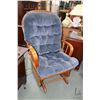 Image 1 : Semi contemporary oak framed glider rocker with button tufted upholstered seat and back cushions