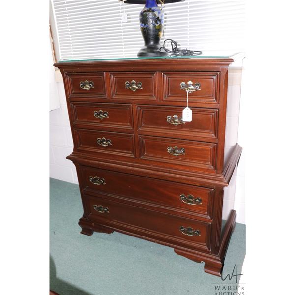 Solid Honduras mahogany highboy 47" H X 39" X X 20" , made by Gibbard, note: to match lot 243b