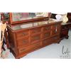 Image 2 : Solid Honduras mahogany bedroom suite including eight drawer mirrored dresser 31" H X 62" W X 20" D 