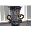 Image 2 : Large Chinese double handled floor vase with hand painted florals and cameos of courtyard scenes, wi