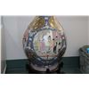 Image 3 : Large Chinese double handled floor vase with hand painted florals and cameos of courtyard scenes, wi
