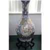 Image 6 : Large Chinese double handled floor vase with hand painted florals and cameos of courtyard scenes, wi