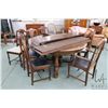 Image 1 : Fabulous 60" diameter, quarter cut oak antique dining table with three 12" non-skirted leaves and tw