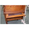 Image 21 : Antique Louis XVI walnut cylinder desk with extensive decorative inlay, leather top pull out writing