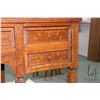 Image 27 : Antique Louis XVI walnut cylinder desk with extensive decorative inlay, leather top pull out writing