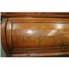 Image 32 : Antique Louis XVI walnut cylinder desk with extensive decorative inlay, leather top pull out writing