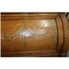 Image 37 : Antique Louis XVI walnut cylinder desk with extensive decorative inlay, leather top pull out writing