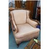 Image 1 : Antique full size sofa and chair with nail head decoration and show wood, 74" in wide