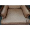 Image 2 : Antique full size sofa and chair with nail head decoration and show wood, 74" in wide