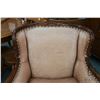 Image 3 : Antique full size sofa and chair with nail head decoration and show wood, 74" in wide