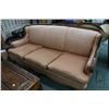 Image 4 : Antique full size sofa and chair with nail head decoration and show wood, 74" in wide