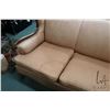 Image 5 : Antique full size sofa and chair with nail head decoration and show wood, 74" in wide