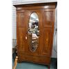 Image 1 : Antique Sheraton single mirrored door wardrobe with inlaid banding and panels on drawere base, note: