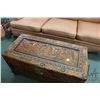Image 2 : Carved Oriental style camphor wood hinged lid blanket box, 19" X 35" X 17"