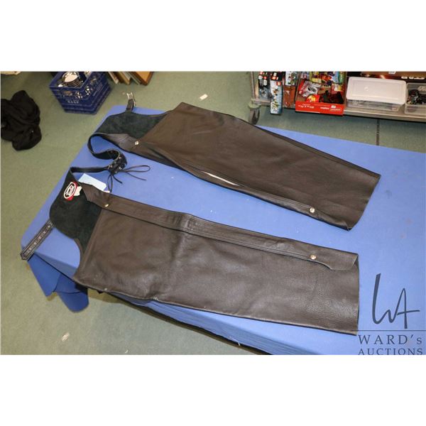 Pair of black leather riding chaps made by Bristol size XL, used very little, if at all