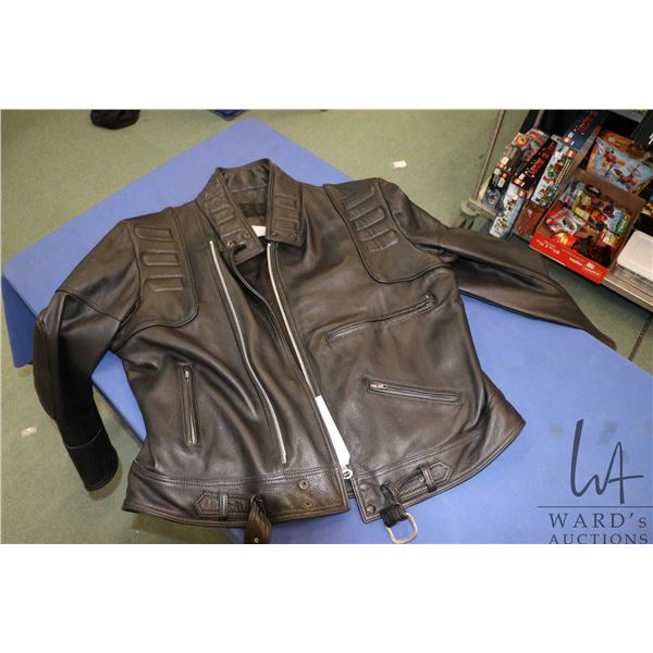 Black leather biker style jacket from The Leather Range, size 2XL ( Full Size)