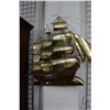 Image 1 : Mid century modern style brass and copper tall ship with full sails wall art made by Torch Art Ltd. 