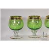 Image 2 : Tray lot of vintage and collectible glassware including six emerald green Bohemian glass snifters, c