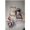 Image 1 : Selection of needlecraft kits and two large bags of embroidery floss plus two started embroidery pro