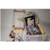 Image 2 : Selection of needlecraft kits and two large bags of embroidery floss plus two started embroidery pro