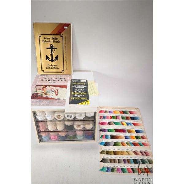 DMC Cotton Perle three drawer cabinet filled with a large selection of DMC Cotton Perle embroidery t