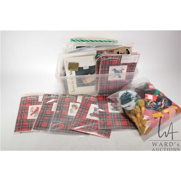 Selection of needlecraft kits including Christmas themed, vintage Jean McIntosh petitpoint kits etc.