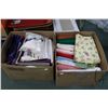 Image 1 : Two boxes of fabric and a bag of lace including cotton, embroidered etc.