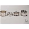 Image 2 : Eight vintage and antique silver napkin rings including five sterling, some with British hallmarks a
