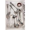 Image 3 : Two trays of sterling silver and silverplate collectible spoons and a set of hallmarked sugar tongs