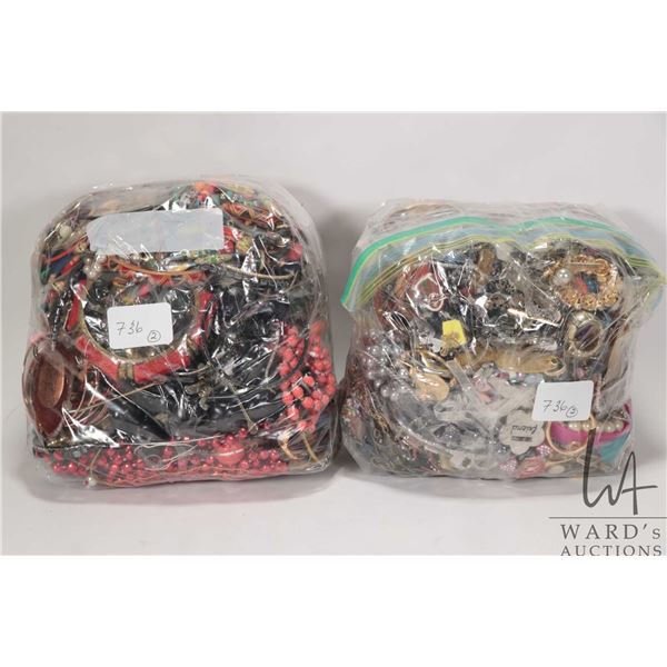 Two bags of costume jewellery for upcycling and jewellery design