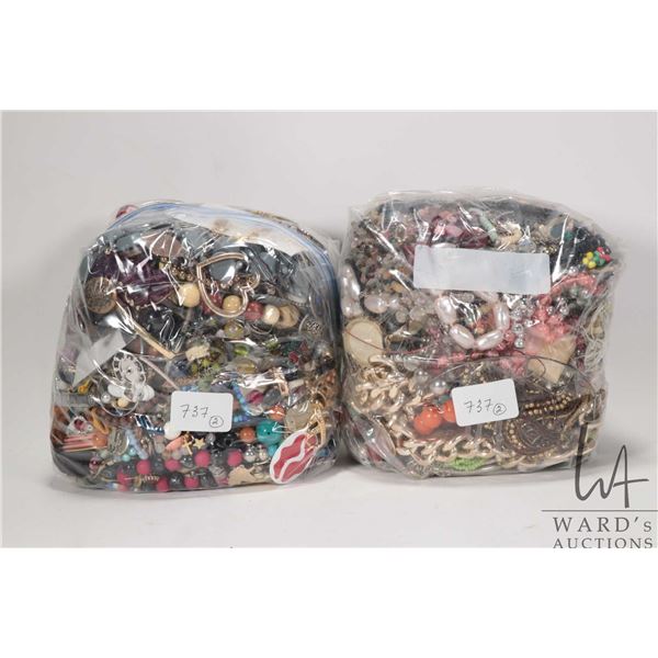 Two bags of costume jewellery for upcycling and jewellery design