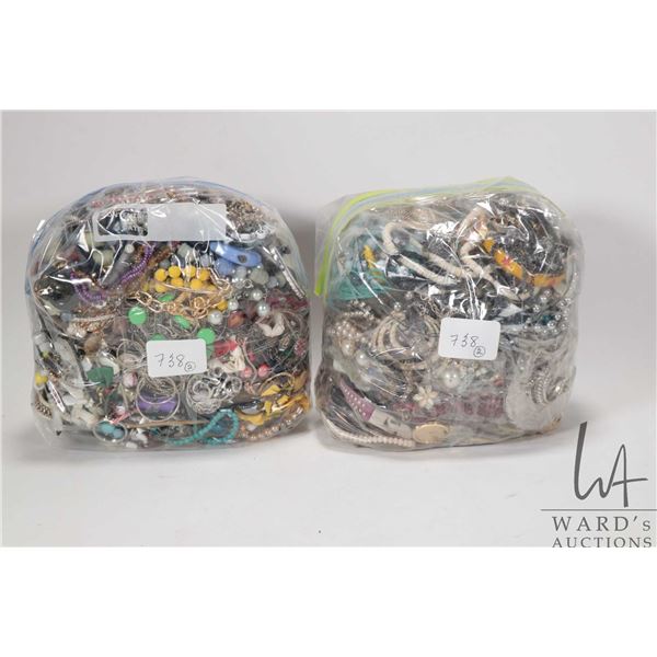 Two bags of costume jewellery for upcycling and jewellery design