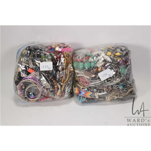 Two bags of costume jewellery for upcycling and jewellery design