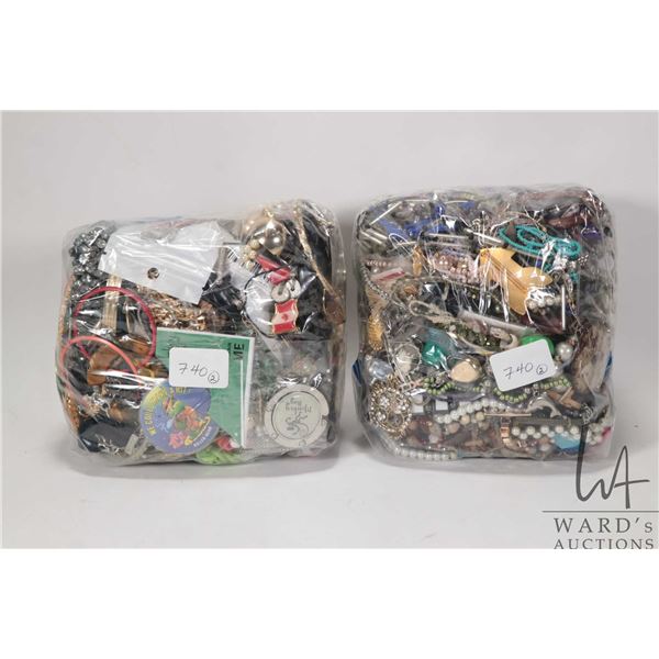 Two bags of costume jewellery for upcycling and jewellery design