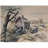 Image 1 : Louis Dobry RHAA, pastel watercolour and charcoal painting of an farm shed, dated '56, 13 3/4" X 17 