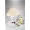 Image 1 : Vintage Chinese Blanc de Chine reticulated table lamp with shade and a hand painted Chinese gourd va