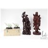 Image 1 : Two vintage Chinese rosewood, hand carved figures including a scholar and a diety, both approximatel