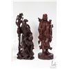 Image 3 : Two vintage Chinese rosewood, hand carved figures including a scholar and a diety, both approximatel