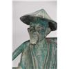 Image 4 : Cast bronze/ bronze like Chinese water carrier garden figure 18 1/2" in height and a hand painted fa