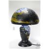 Image 1 : Galle style cameo glass lamp with mountain and tree base and water millhouse motif shade