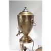 Image 3 : Large vintage brass samovar with repouse decorations and lions head handles, missing original top, 2