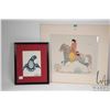 Image 1 : Wally Kakepetum, untitled bird 7 3/4" X 4 3/4" and Harrison Begay unframed serigraph of a Inuit ride